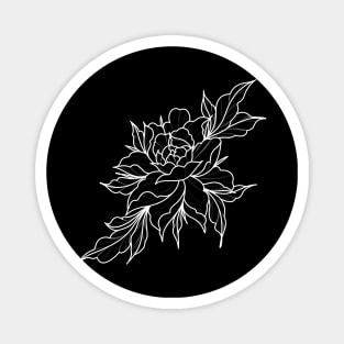 White Peony Lineart Magnet